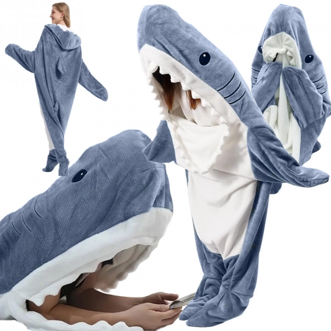 Shark Blanket Pajama Costume Fleece Hoodie