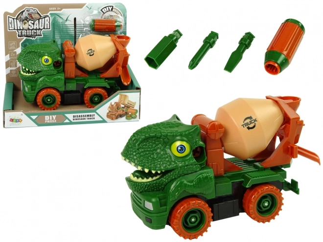 Dinosaur Cement Mixer Assembly Truck with Green Accessories