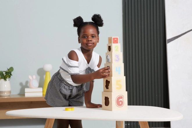 Wooden Stacking Blocks with Animals and Train