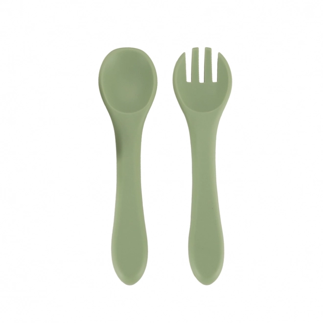 Set of silicone dishes for kids owl military green