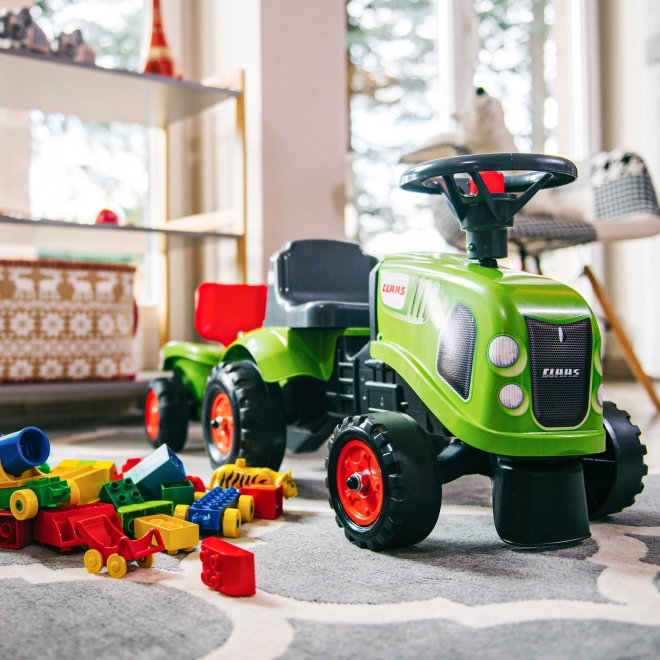 Falk bébitraktor Claas utánfutóval és kerti eszközökkel
