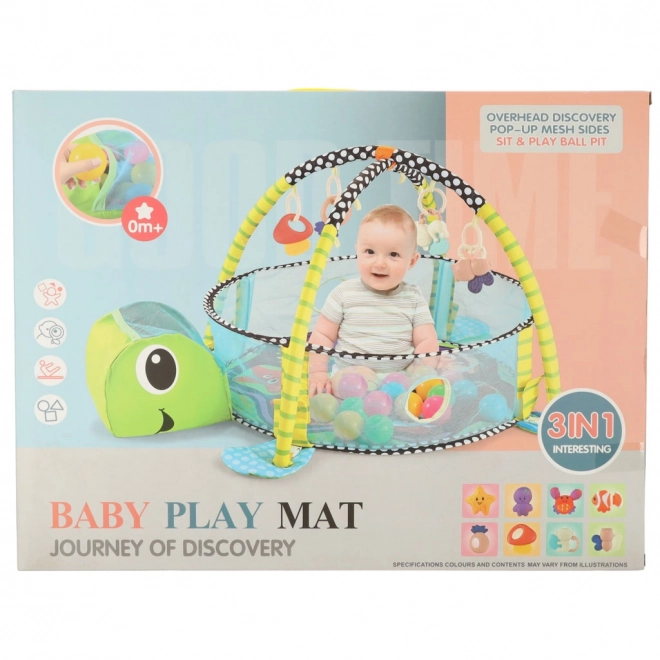 Educational Play Mat 3-in-1 Turtle Playpen with 30 Balls