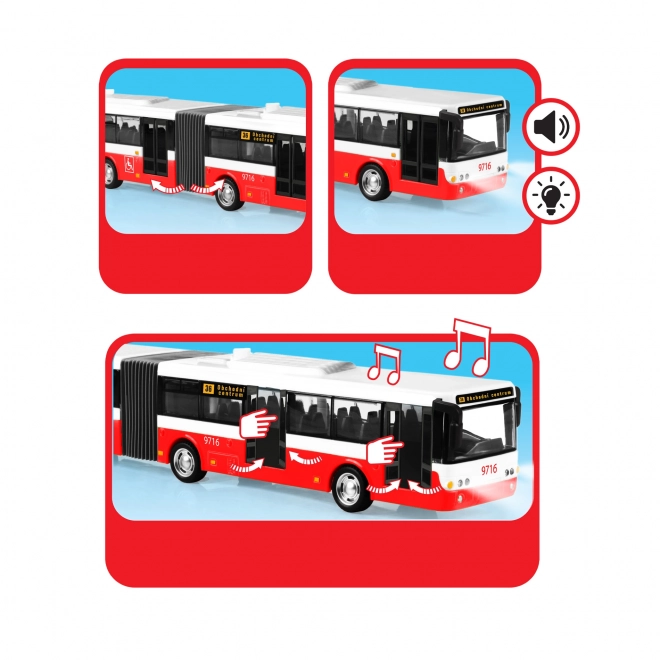 Red Czech Speaking Toy Bus with Light and Sound Effects