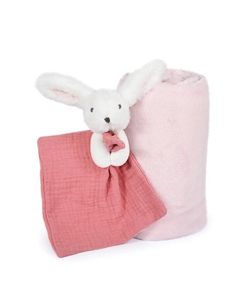 Gift Set: Happy Bunny Blanket and Pink Comforter