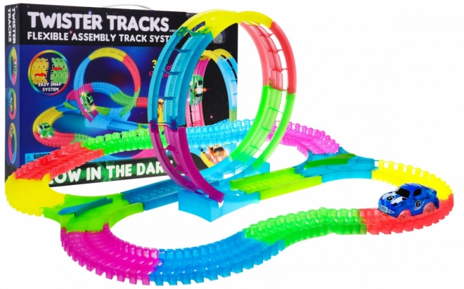 Glow in the Dark Race Track for Kids 3+ with LED Car