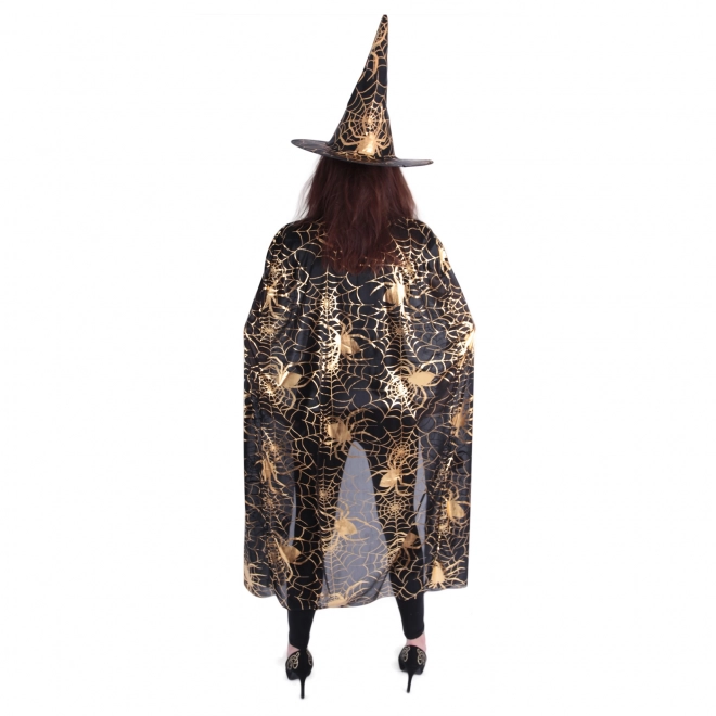 Wizard Cape with Hat and Cobweb Design for Adults