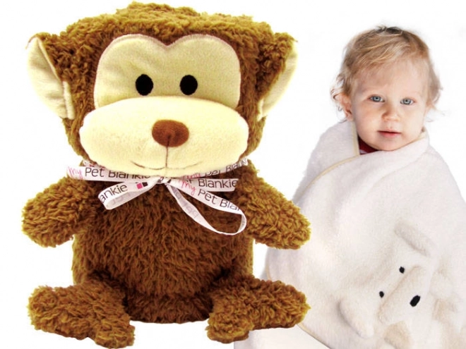 Soft Blanket Monkey Plush Pillow