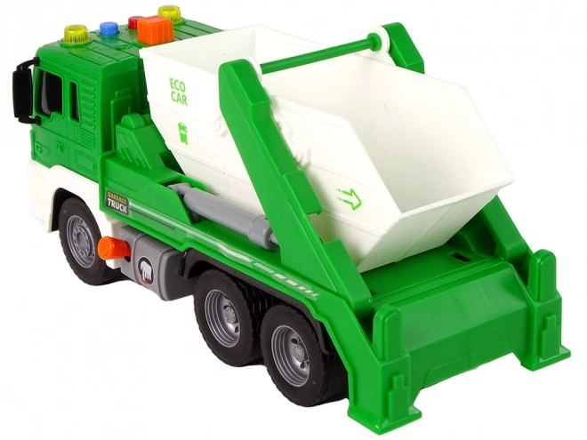 Green Sorting Garbage Truck with Friction Drive