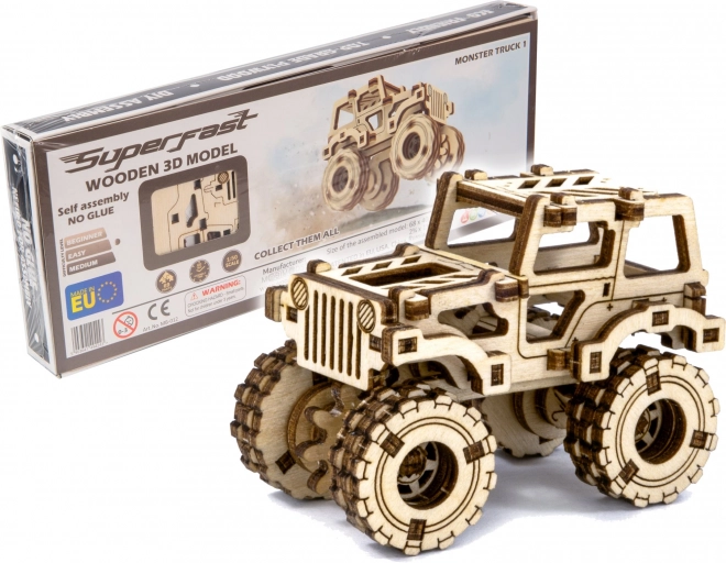 Wooden City 3D Puzzle Superfast Monster Truck