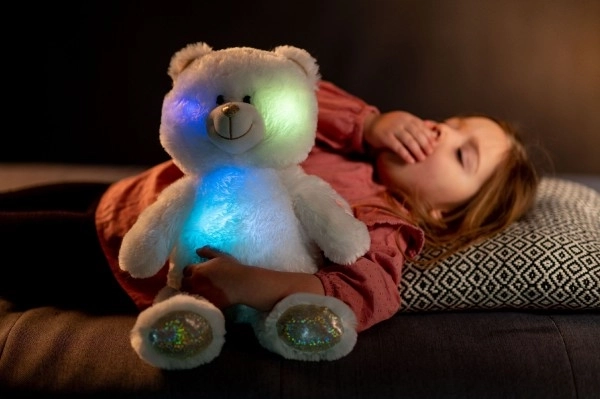 Dreamy White Teddy Bear with Light and Sound