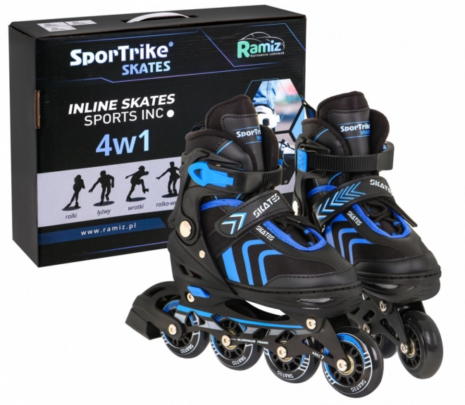 4-in-1 Skates Set for Kids Adjustable Size 39-43 Blue