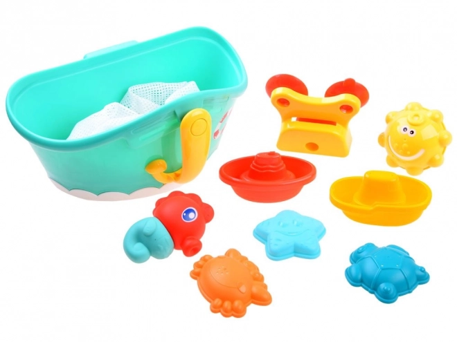 Colorful Bath Toy Set with Organizer Boat