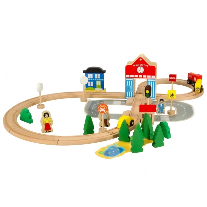 Wooden Train Set With Station