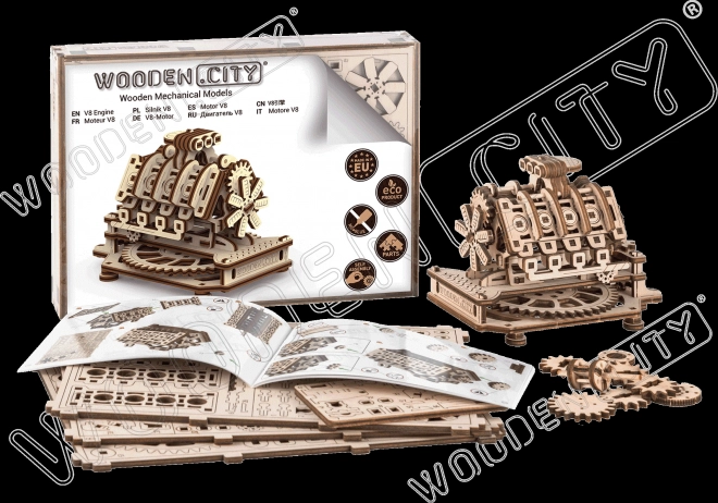 Wooden 3D Puzzle V8 Engine