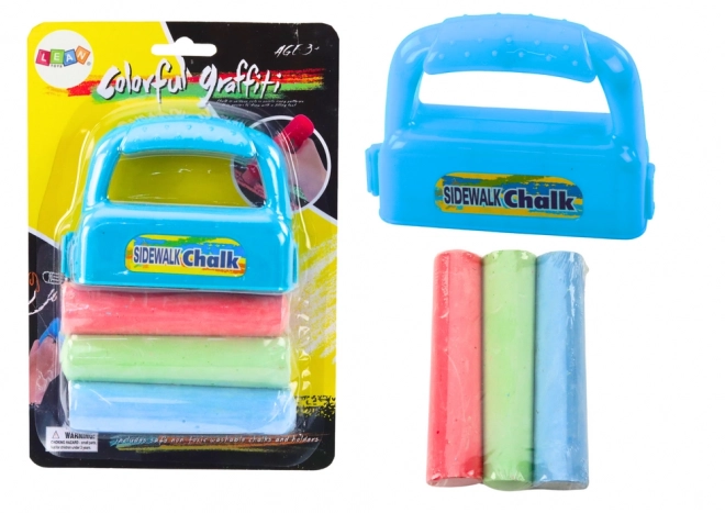 Sidewalk Chalk Set with Holder - Blue