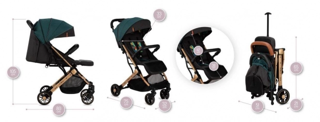 Sport Stroller MoMi Estelle Green with Gold Frame