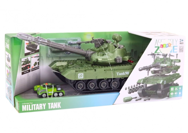 Carro armato verde fai da te per bambini con pezzi smontabili e suoni