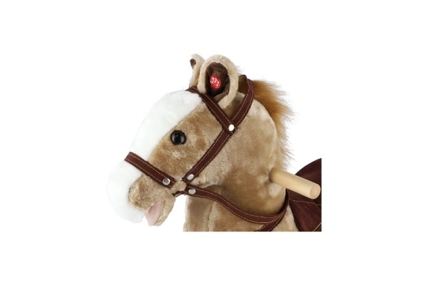 Light Brown Plush Rocking Horse with Sound and Motion