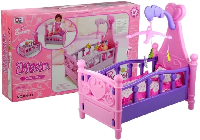 Large Doll Crib with Mobile and Bedding