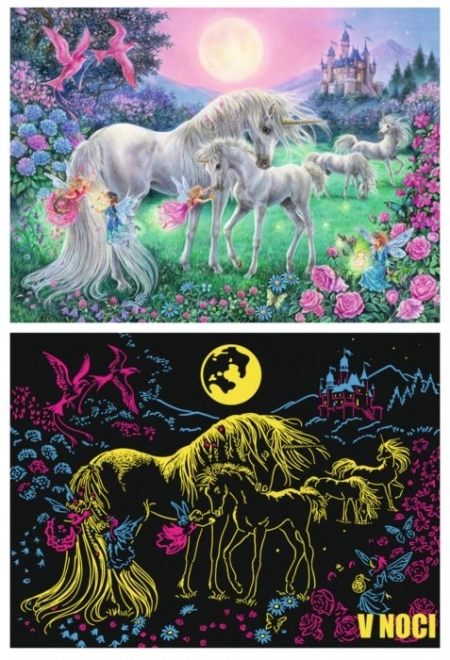 Glowing Unicorns Under Full Moon Puzzle