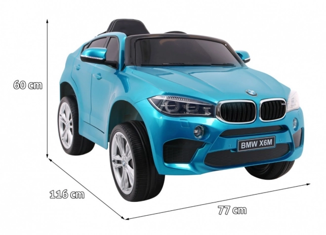 Mașină electrică pentru copii BMW X6M vopsită + telecomandă + EVA + pornire lentă + audio + LED – Modré