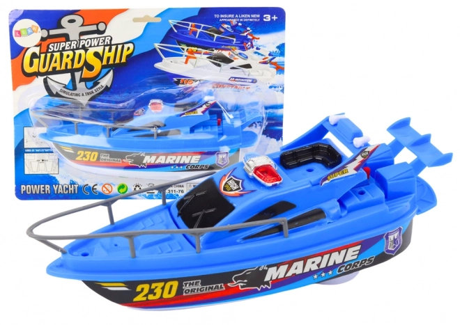 Police Boat Toy - Battery Operated Blue Watercraft