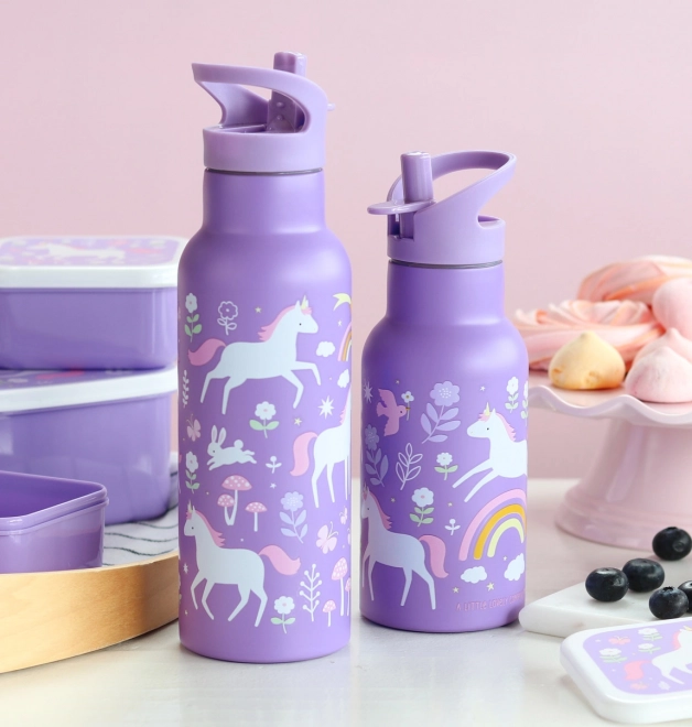 Stainless Steel Water Bottle - Unicorns and Rainbow