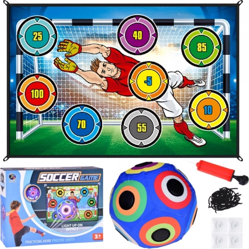 Set voor voetbalspel met doelbord en lichtgevende bal
