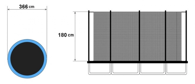 Internal trampoline net 366cm 12ft/8