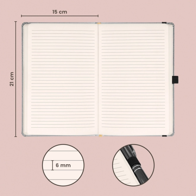 Notique Lined Notebook Silver Balacron