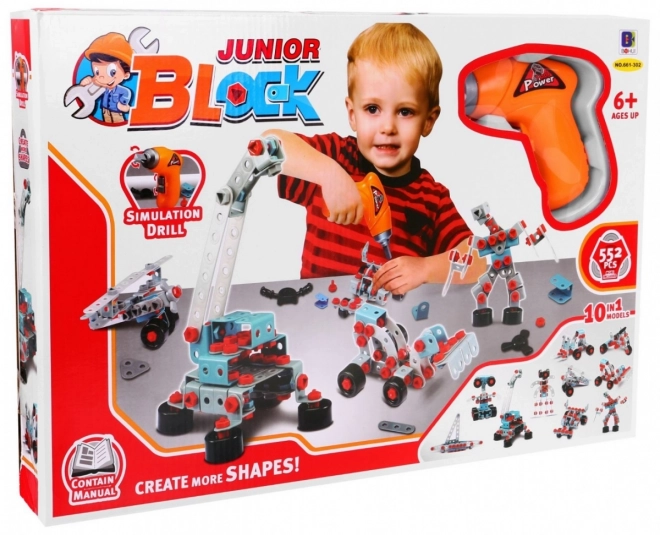 Construction Blocks with Electric Screwdriver and Tools Set