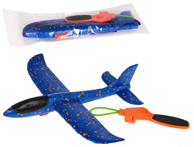 Foam Airplane with Hand Launcher Blue