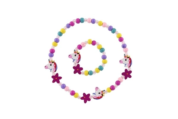 Unicorn Bead Necklace and Bracelet Set