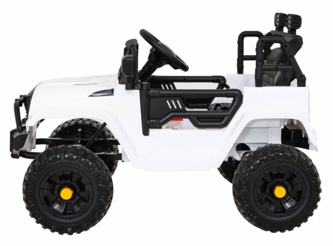 Mașină pe baterii Jeep Dark Night pentru copii + pornire lentă + EVA + LED audio – Bílé