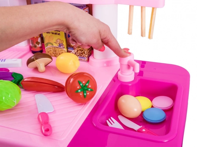 Interactive Children's Kitchen Set with Refrigerator – pink