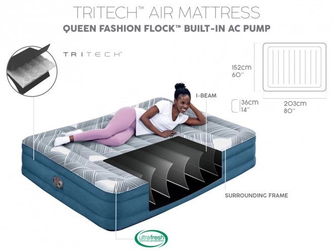 Materasso Confortevole Bestway 2s Queen 203x152x36cm con Pompa Integrata 6712Y