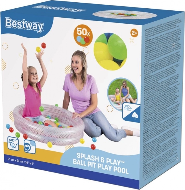 Inflatable Pool and Ball Set for Kids Pink