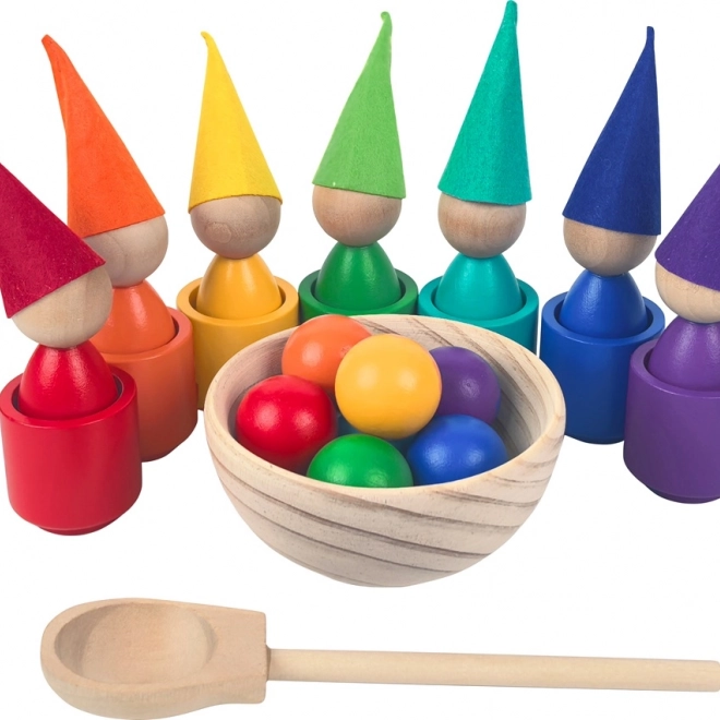 Mavrične punčke z žogicami – montessori lesena igrača 7 barv