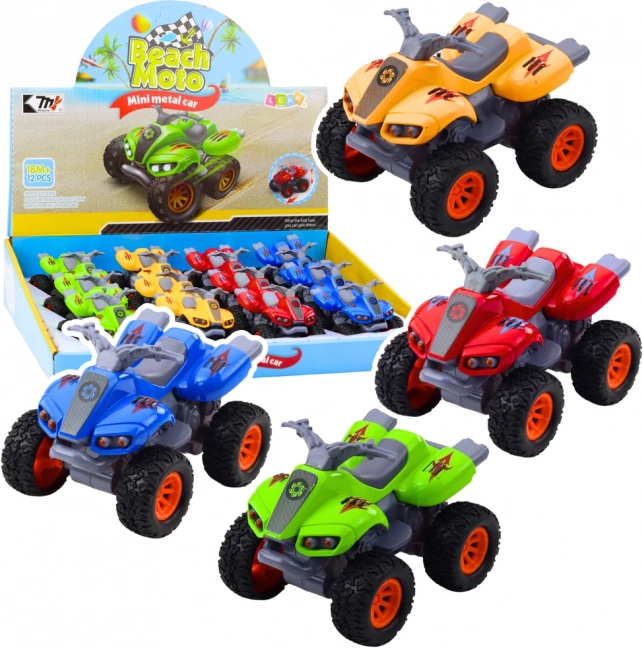 Quad met aandrijving, rubberen wielen en metalen carrosserie