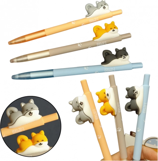 Gel Pen with Shiba Dog Figure Blue Ink 0.5 mm