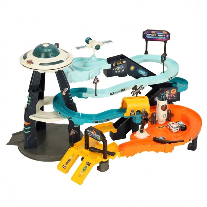 Space Multi-Level Car Track with Steering Wheel