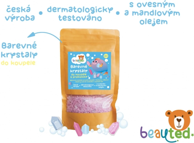 Farebné kryštály do kúpeľa s probiotikami v uzatvárateľnom vrecku