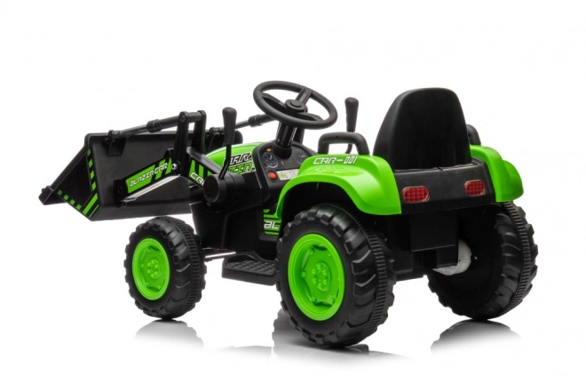 Trattore elettrico per bambini con pala verde