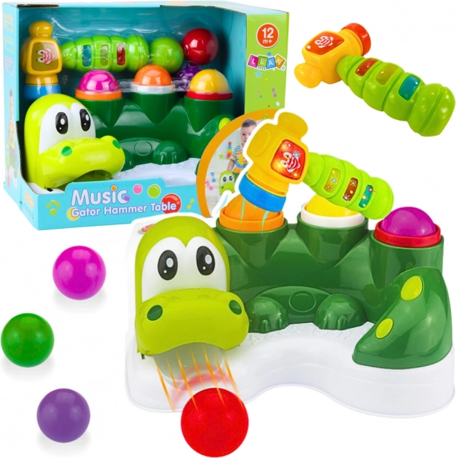 Interactive crocodile with hammer and slide