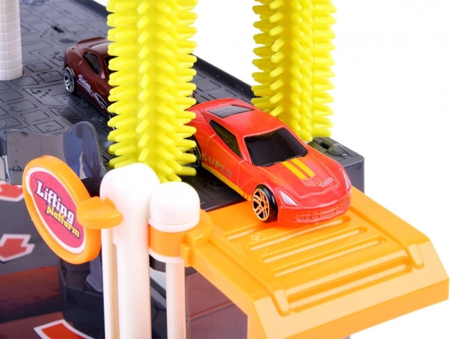 Two-Story Car Wash Garage with Toy Cars