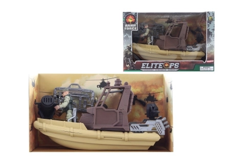 Military Boat with Soldier and Accessories