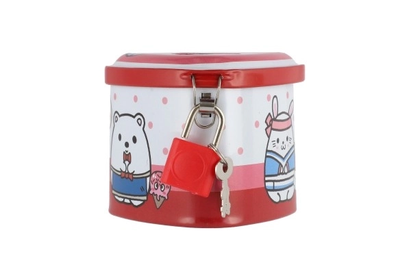 Tin Heart Money Box with Lock