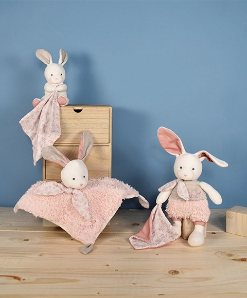 Gift Set - Plush Bunny with Pink Organic Cotton Blanket