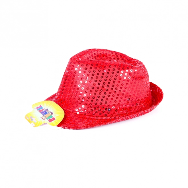 Red Disco Hat with LED Lights for Adults