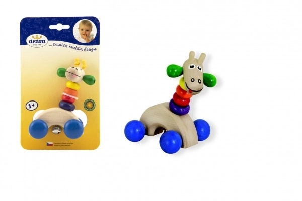 Wooden Giraffe on Wheels Toy